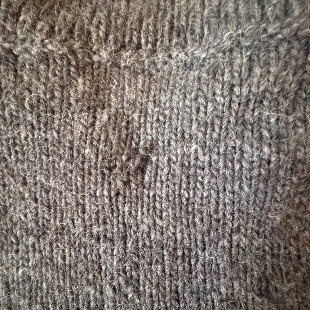 Handmade Grandpa Mens Chunky Knit Wool Zip Up Sweater Charcoal Cable Sleeve - Picture 6 of 6